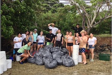 Students collecting invasive algae in Heeia